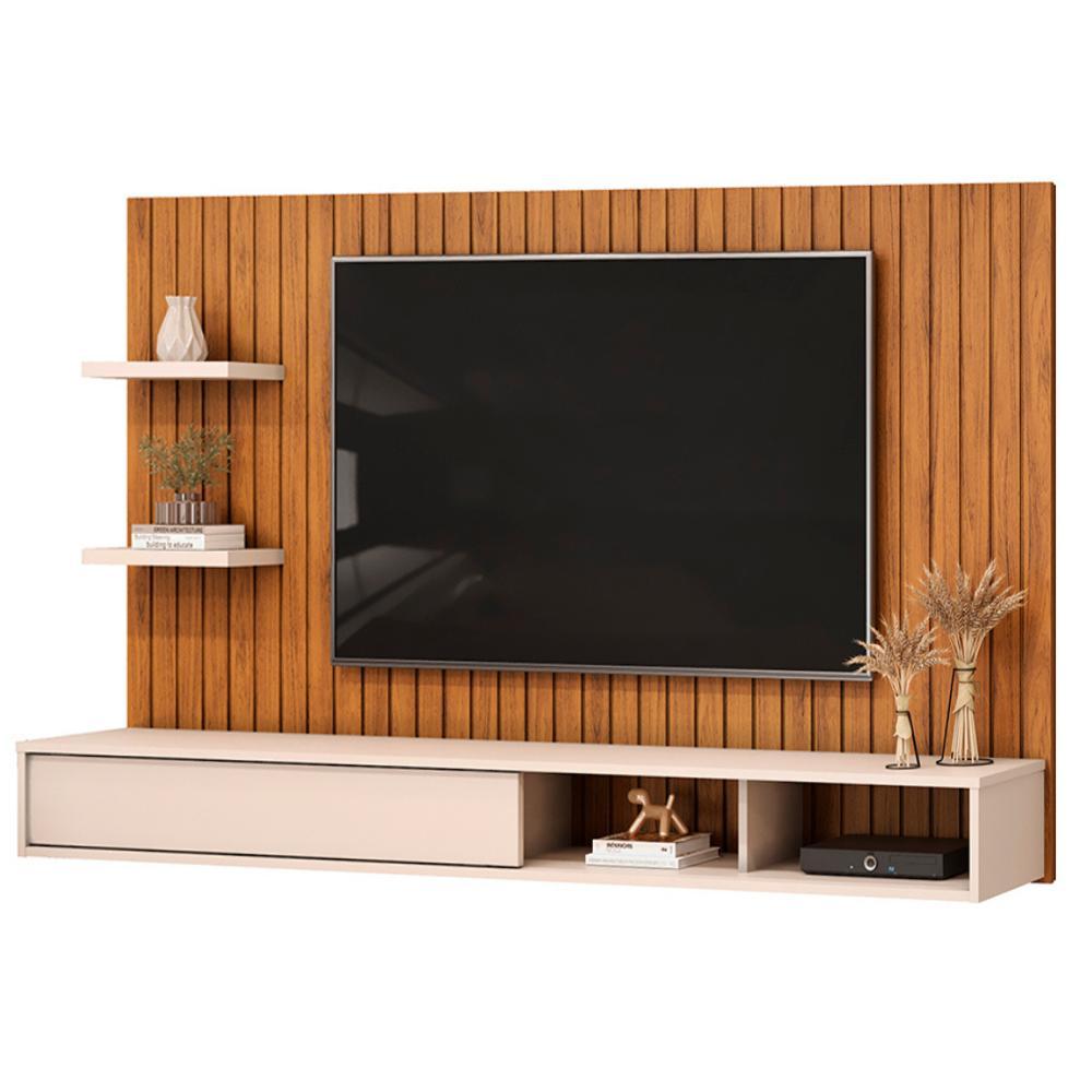 Painel Para TV Até 60 Polegadas Frisado Com Nichos Icaro Madeirado/Off White em Oferta na Shopee