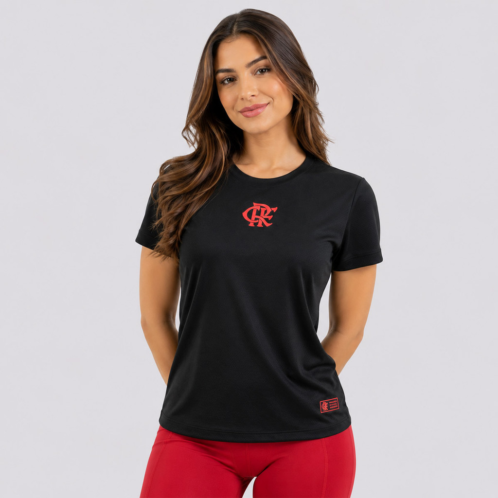 Camisa Flamengo Texturizada Feminina Preta