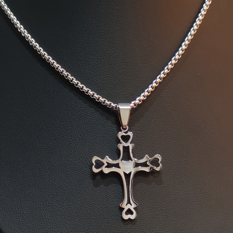 Aço inoxidável oco cruz pingente colar masculino feminino moda juventude Hip Hop pingente colar acessórios de moda