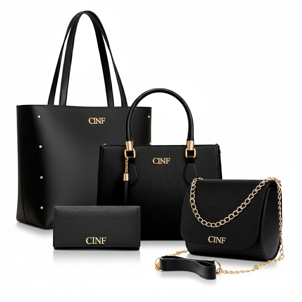 Kit Bolsa Feminina Sacola Grande + Bolsa Média + Tira Colo + Carteira