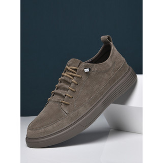Masculino genuíno couro genuíno esportes sapatos de couro Casual tênis masculino britânico All-Match camurça fosco respi