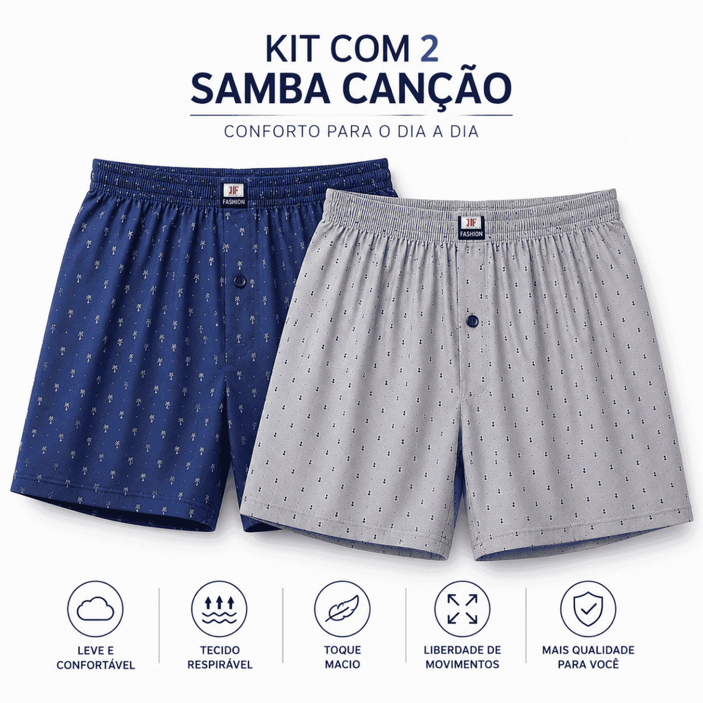 Kit 2 Cuecas Samba Cancao Masculina Pijama Masculino Liganete Leve e Fresquinho Estampas Sortidas P ao EGG