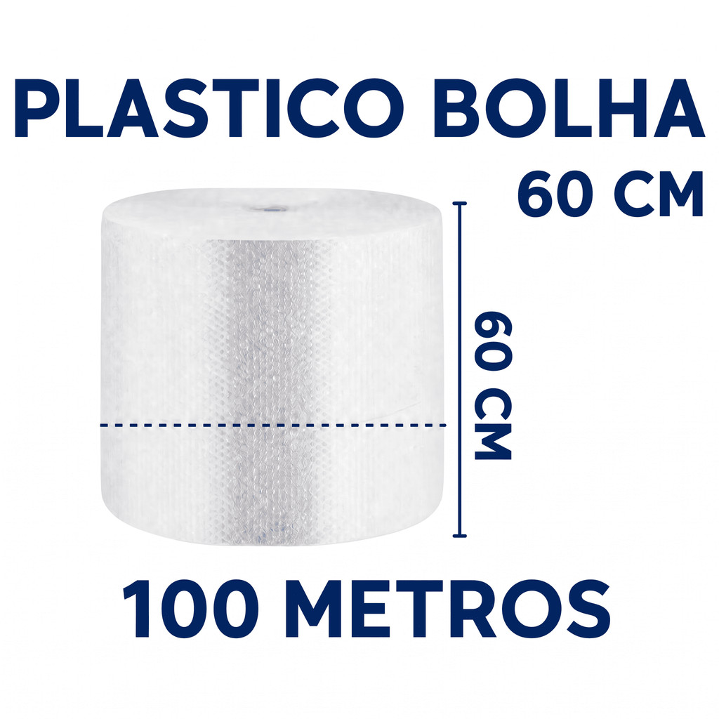 Rolo Plástico Bolha Bobina de 60cm x 100 Metros 25 Micras E-commerce Bolha Mudança Transporte Proteção
