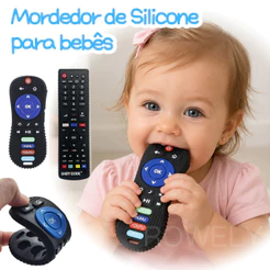 Mordedor de Controle Remoto Silicone para Bebês Macio Anti Stress Alivia Gengiva Brinquedo Sensorial