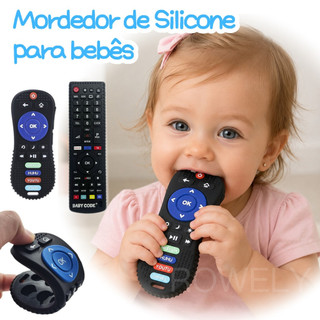 Mordedor de Controle Remoto Silicone para Bebês Macio Anti Stress Alivia Gengiva Brinquedo Sensorial