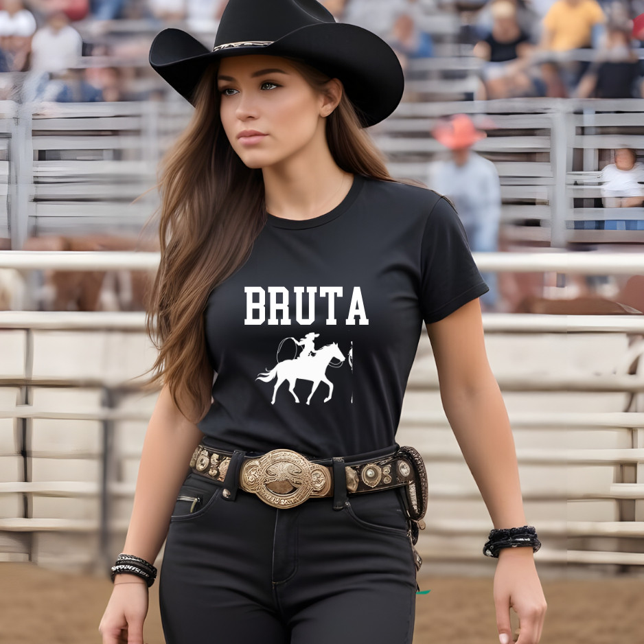 Camiseta Feminina Bruta Country Cowboy  Camisa Rodeio Sertaneja Agro Estampada Algodão Estilosa Premium.