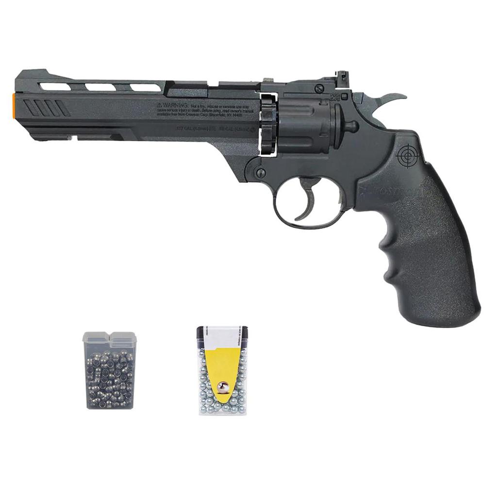 Revólver de Pressão Co2 Vigilante 4.5mm – Crosman + Esferas + Chumbo