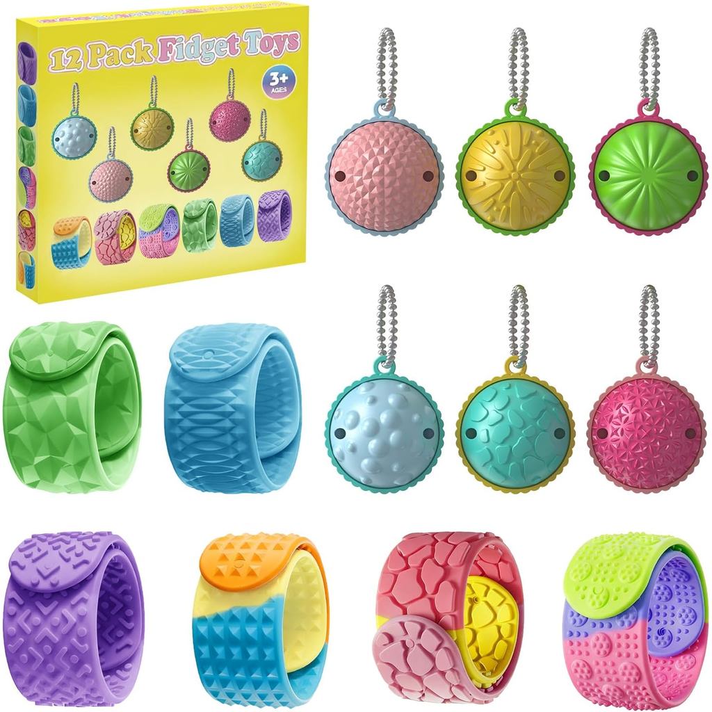 Brinquedos Antiestresse para Crianças, Bolas Sensoriais e Pulseiras de Silicone Texturizadas, Brinquedos Sensoriais para