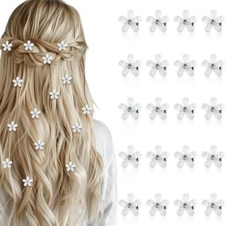 Mini Presilhas de Cabelo com Strass – Formato de Flor Branca, Presilhas Decorativas para Noivas, Mulheres e Meninas, Ace