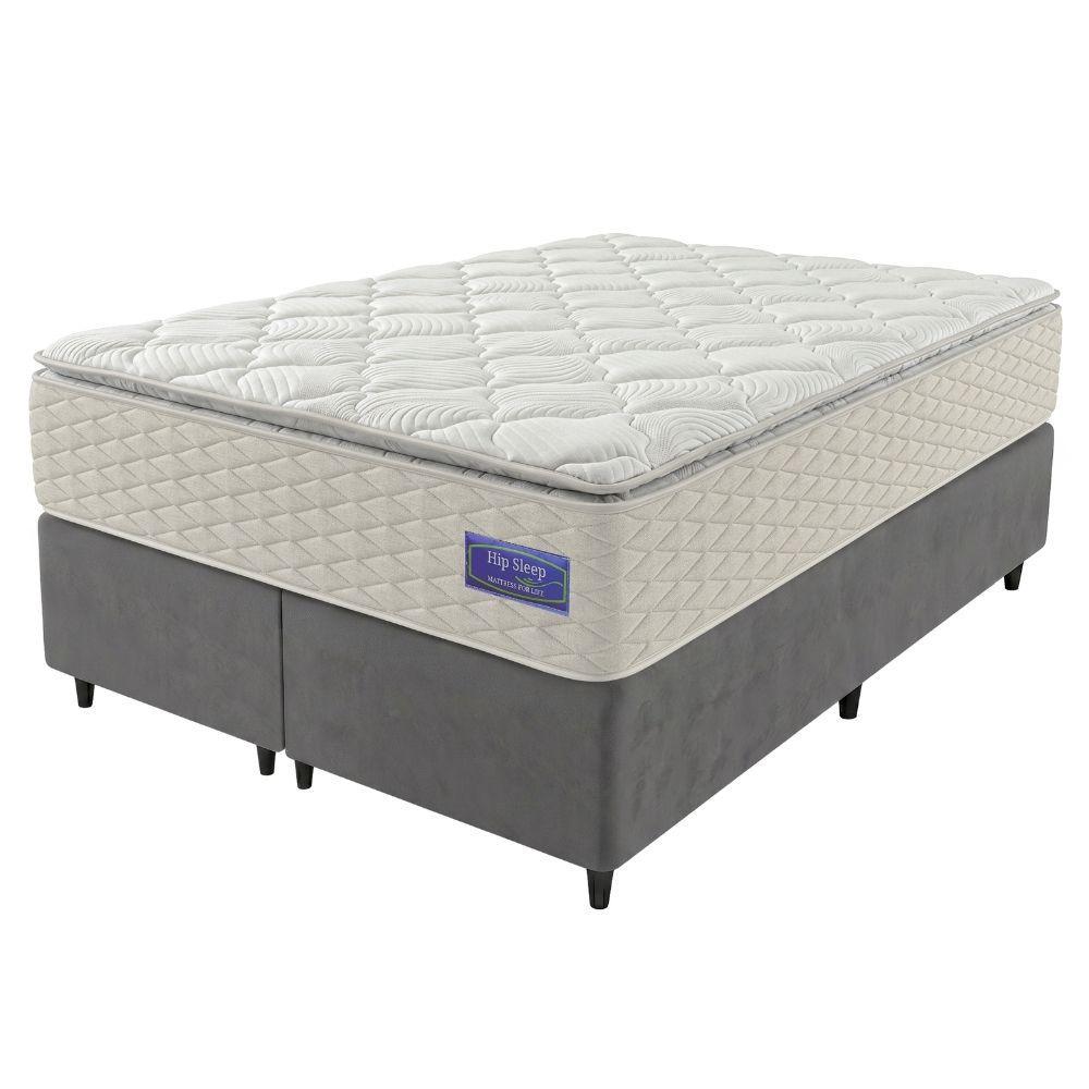 Cama Box King Colchão Ortopédico Atena Molas Ensacadas Pillow Top 193x203x76cm Hip Sleep