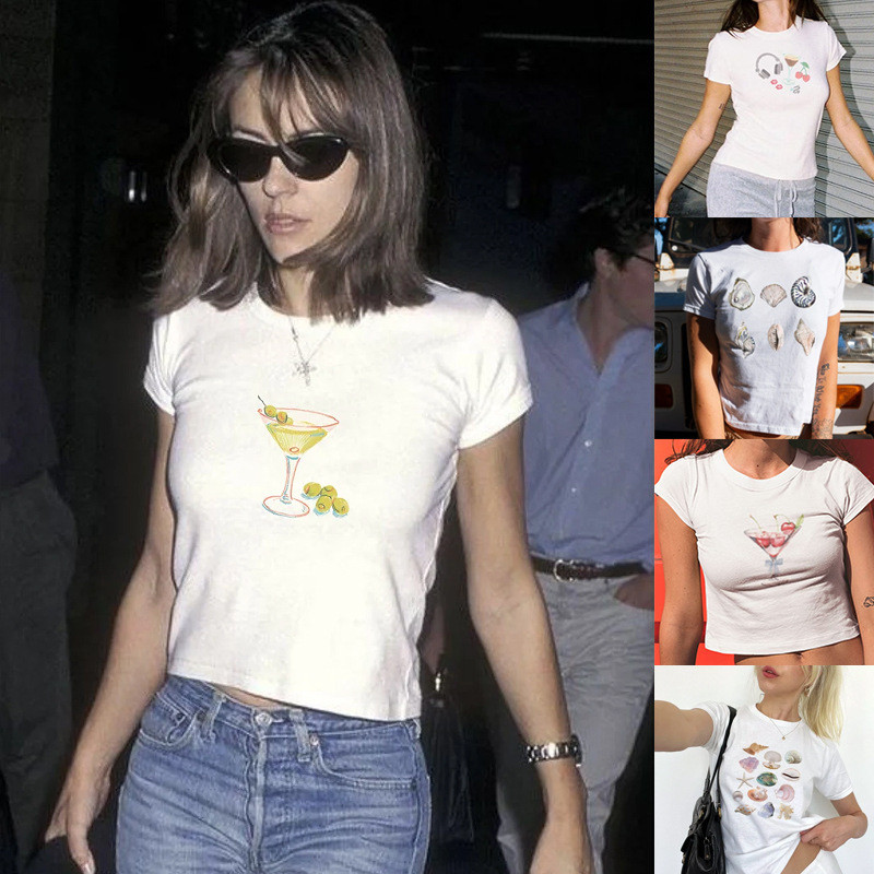 Camiseta Feminina Estampada Personalizada Y2K 2024 Para Mulheres