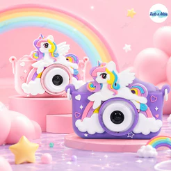 Câmera Infantil Mini Recarregável com Capa Protetora, Alta Definição, Função de Jogos, Tirar Fotos e Gravar Vídeos