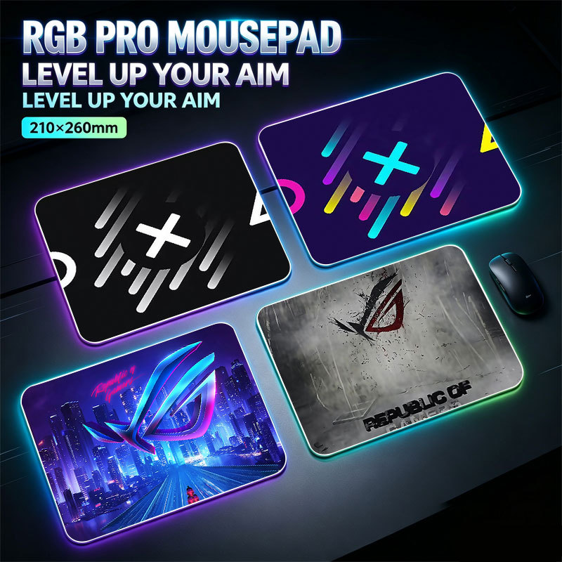 ROG Republic of Gamers Logo Pequeno Mouse Pad Antiderrapante Preto Cinza Gaming Marca Impressão Resistente A Manchas Min