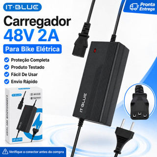 Fonte  Compatível com bateria de lítio 48V 2A Para Bike Bicicleta Elétrica Bivolt Proteção Curto E Superaqueci