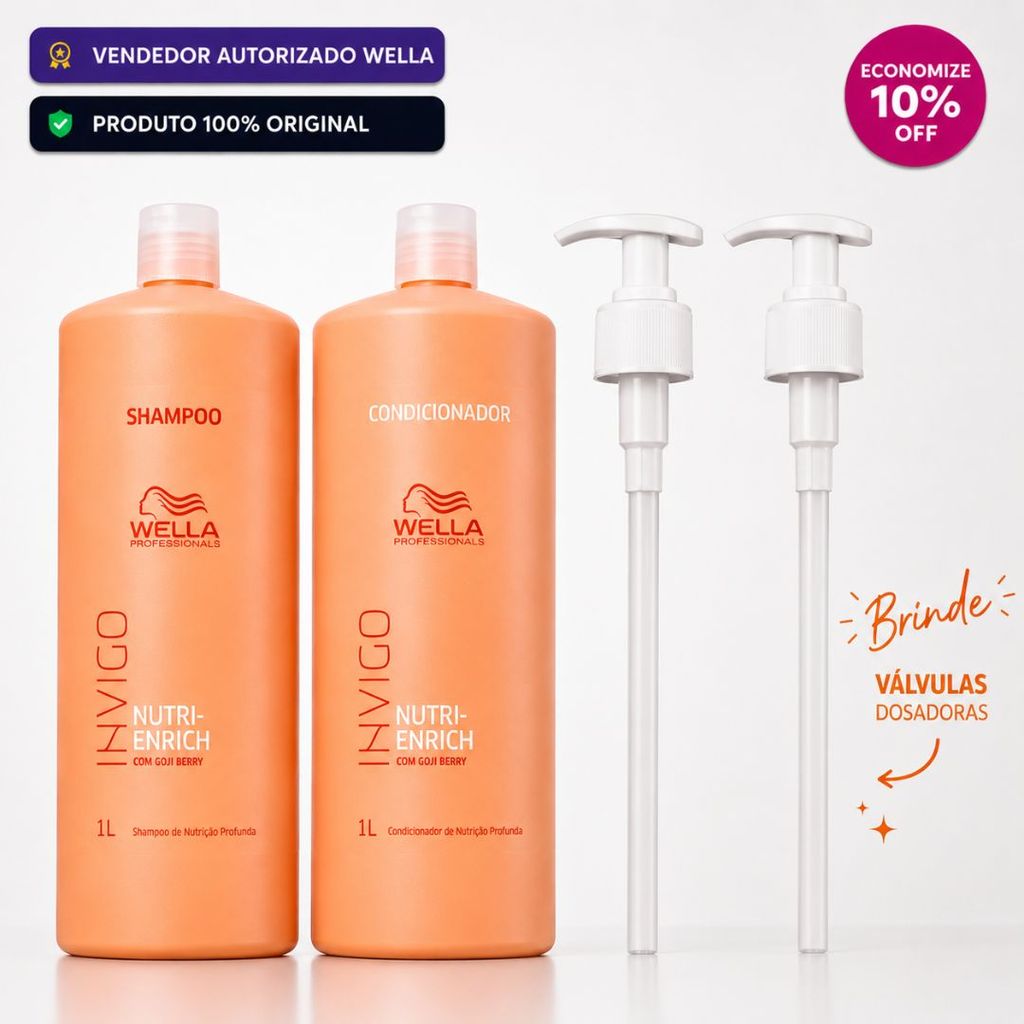 Kit Wella Invigo Nutri-Enrich Original | Shampoo 1L + Condicionador 1L | Nutrição e Hidratação Profissional