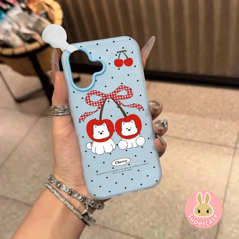 Capa De Telefone De Cachorro Cereja Dos Desenhos Animados Para Samsung Galaxy A17 A33 A32 A31 A30S A30 A26 A25 A24 A23 A