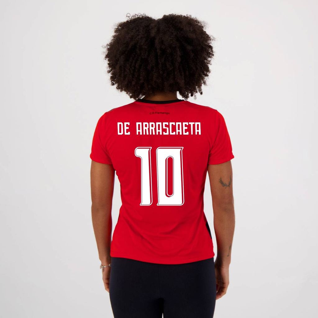 Camisa Flamengo Shout Feminina Vermelha e Preta 10 De Arrascaeta