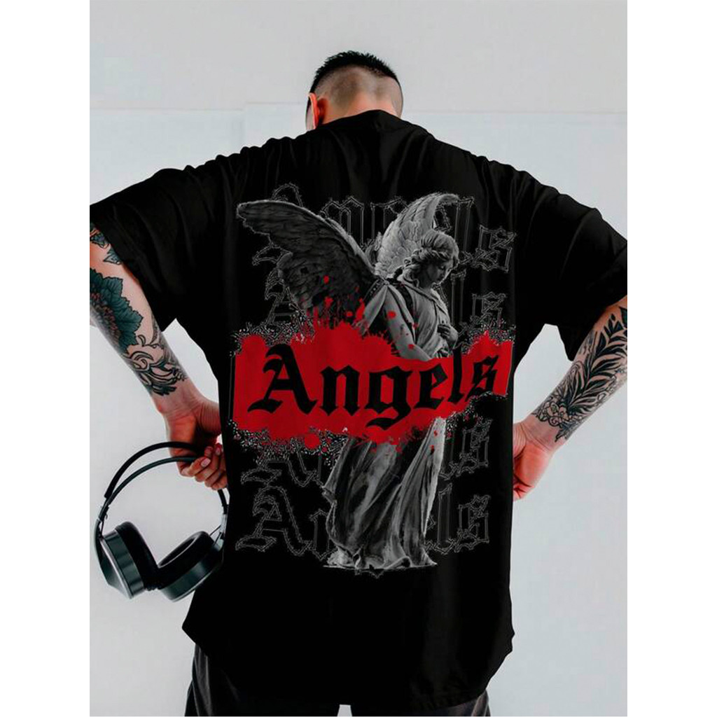 Camiseta Masculina Angel Camisa Streetwear Unissex 100% Algodão Plus Size Oversized Envio Rápido