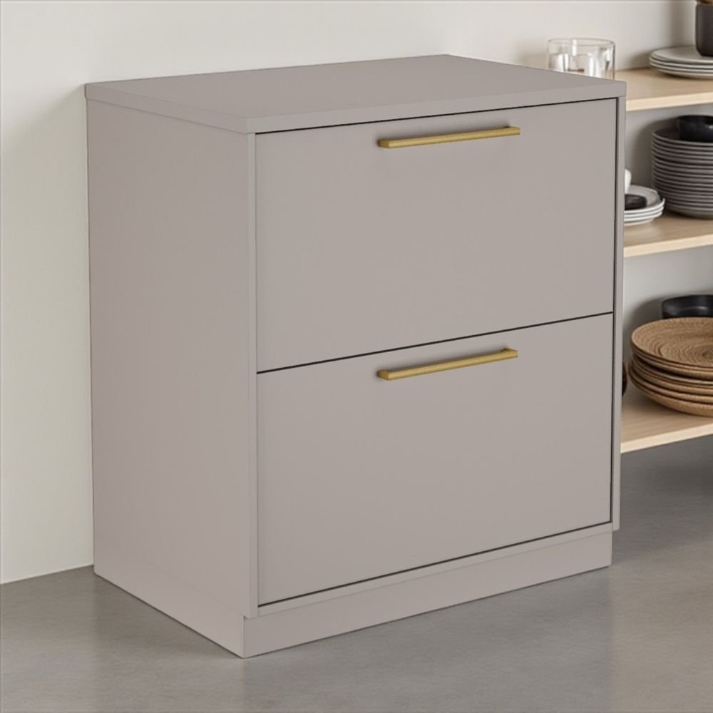 Balcão Cozinha 1 Porta 1 Gaveta 80cm com Tampo 100% MDF Rodapé em PVC Essence Itatiaia Cinza/Fendi