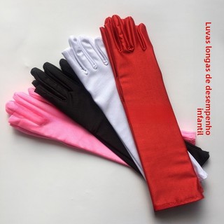 Luvas brancas infantis para apresentações, luvas longas em vermelho e branco, luvas cerimoniais para apresentações e dan