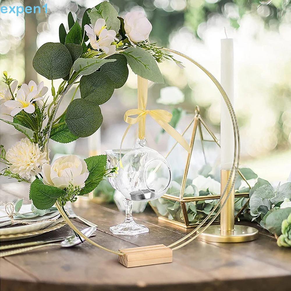 EXPEN Aros De Flores De Metal Dourado , Anéis Redondos De Ferro 10-50cm , Suporte De Base , Decoração DIY , Porta-Cartõe