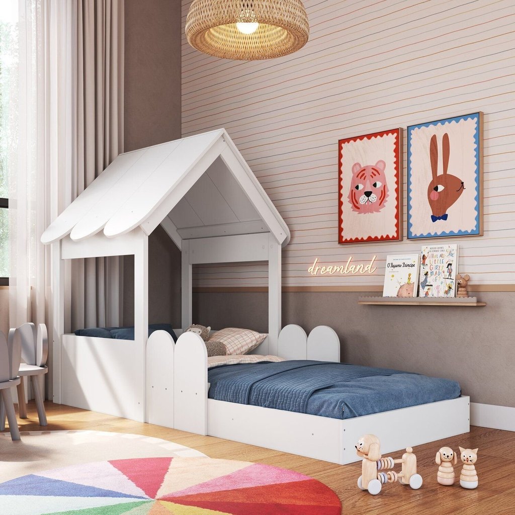 Cama Infantil Montessoriana com Casinha Infanto Branco Branco