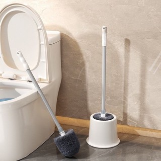 Escova de limpeza de vaso sanitário doméstico, escova de vaso sanitário sem ângulo morto com Base, alça longa, conjunto 