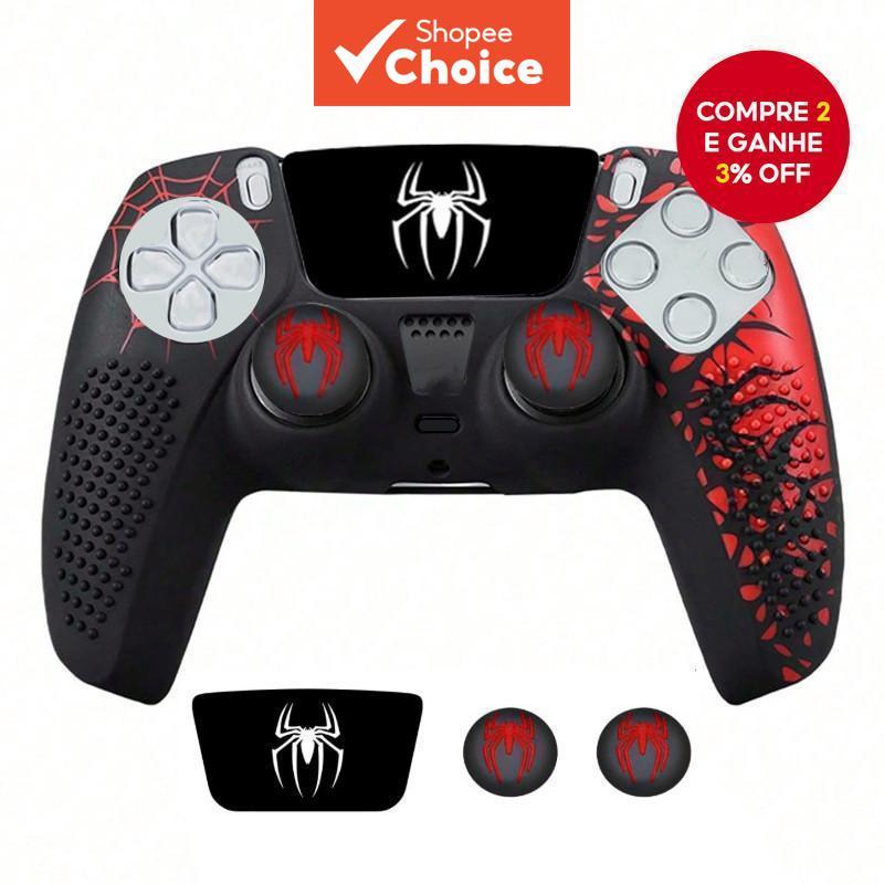  Para capa de proteção de silicone antiderrapante para controle PS5, compatível com controle PS5, com tampa de polegar e