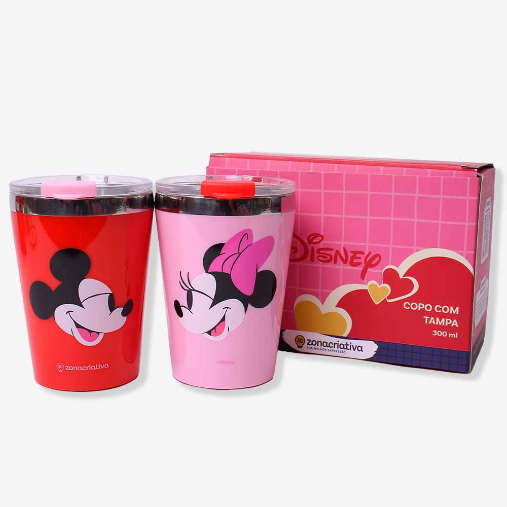 Kit Copo Snap Mickey e Minnie Namorados – Disney