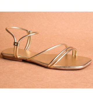 Sandália Feminina Rasteira Tiras Finas Bico Quadrado Casual Confortável Elegante Moda