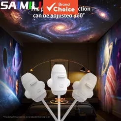 SAIMILI 2 em 1 Lâmpada Noturna Lua Espaço Luz Projetora de Foguete Galáxia com Foco Ajustável, Projetor de Estrelas