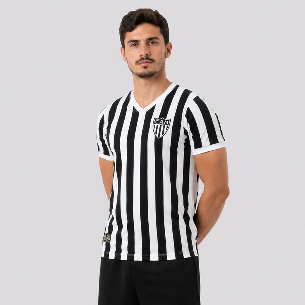 Camisa Atlético Mineiro Retrô 1948 Branca e Preta · foto 2
