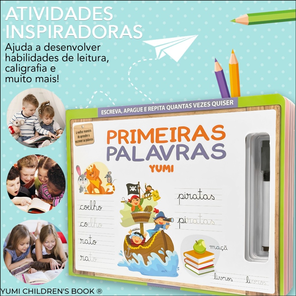 Livro Infantil Magico Aprenda a Ler e Escrever C/ Caneta Apagável - Primeiras Palavras Caligrafia Alfabetização · foto 2