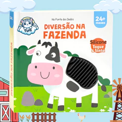 Livro Infantil Educativo Sensorial Toque E Sinta Diversão na Fazenda Texturas Silicone Premium