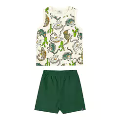 Conjunto Curto Infantil Menino Camaleões Elian Bege