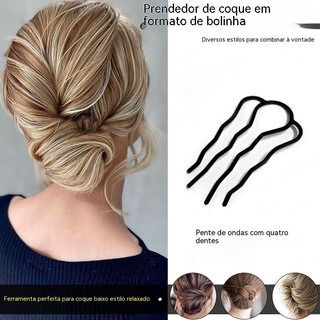 Ferramenta de penteado para pessoas preguiçosas, ferramenta para fazer coques, pente em forma de U, acessório de pentead