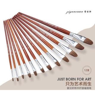 Ziyunxuan lobo escova de cabelo 12 modelos caneta de madeira lidar com escova de óleo água giz aquarela caneta lobo cabe