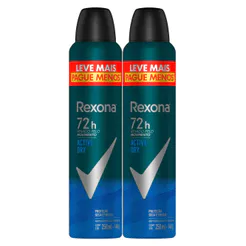 Kit 2 Desodorante Rexona Men Active Dry Aerosol Antitranspirante 72h 250ml Leve Mais Pague Menos