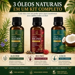 Kit Terapia Capilar Óleo de Coco + Ricino + Alecrim 60ml
