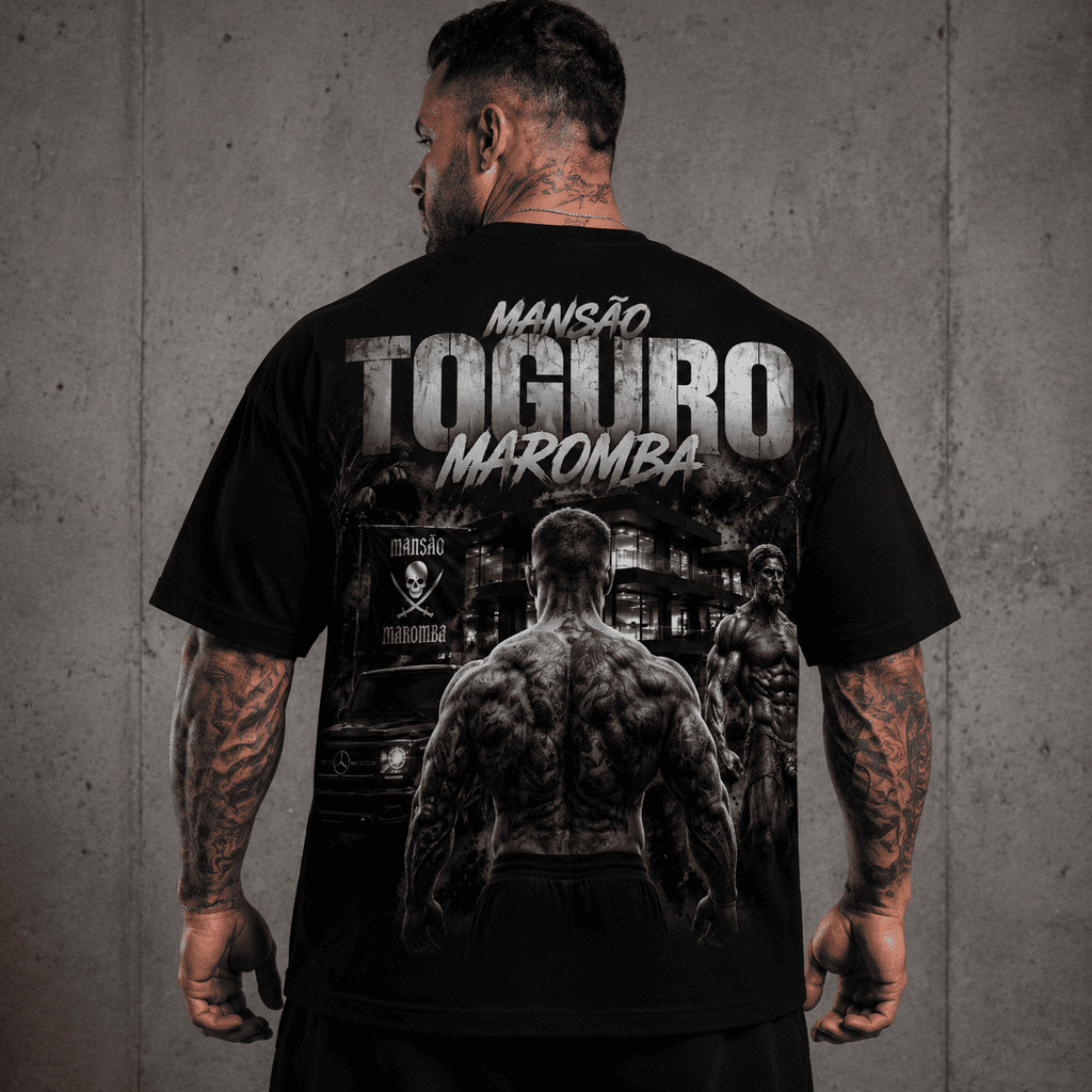 Camiseta Oversized Masculina 100% Algodão Premium Mansão Maromba Toguro Academia Bodybuilder Streetwear