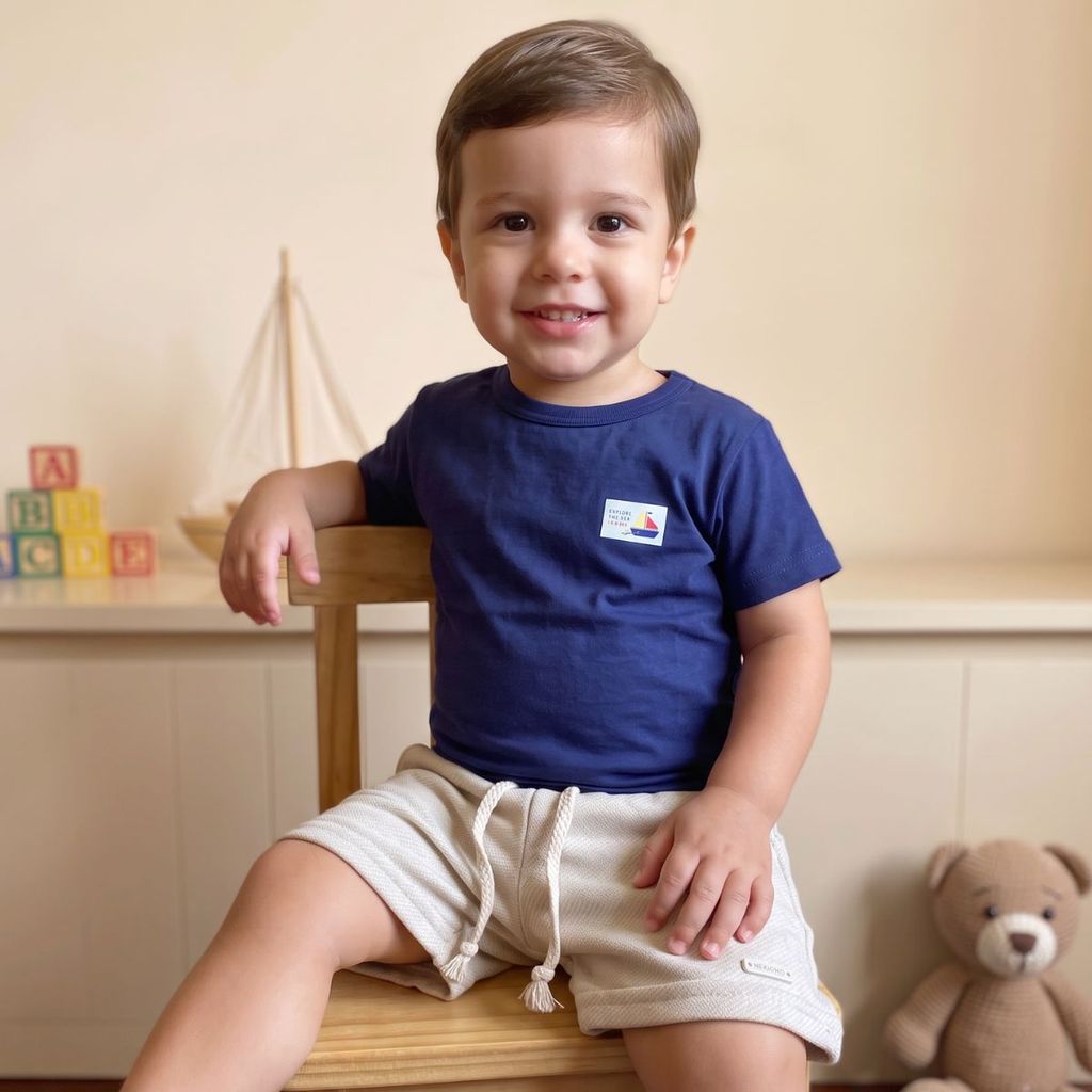 Conjunto Infantil Masculino Camiseta Shorts Roupa Bebê Moda Verão Casual Confortável Premium Infantil