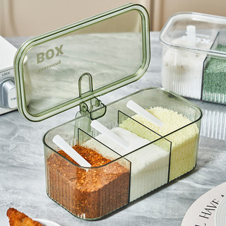 Conjunto combinado de caixas de temperos, pote de temperos integrado com múltiplos compartimentos para cozinha doméstica
