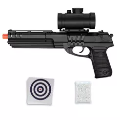 Pistola AirSoft Spring Desert Eagle M39G 6mm Preta - Double Eagle + Esfera + Alvo
