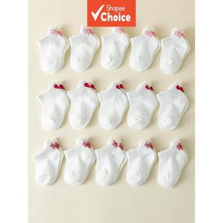5 Pares De Meias Para Bebês , Respiráveis Finas De Cor Pura Com Padrão De Salto 3D