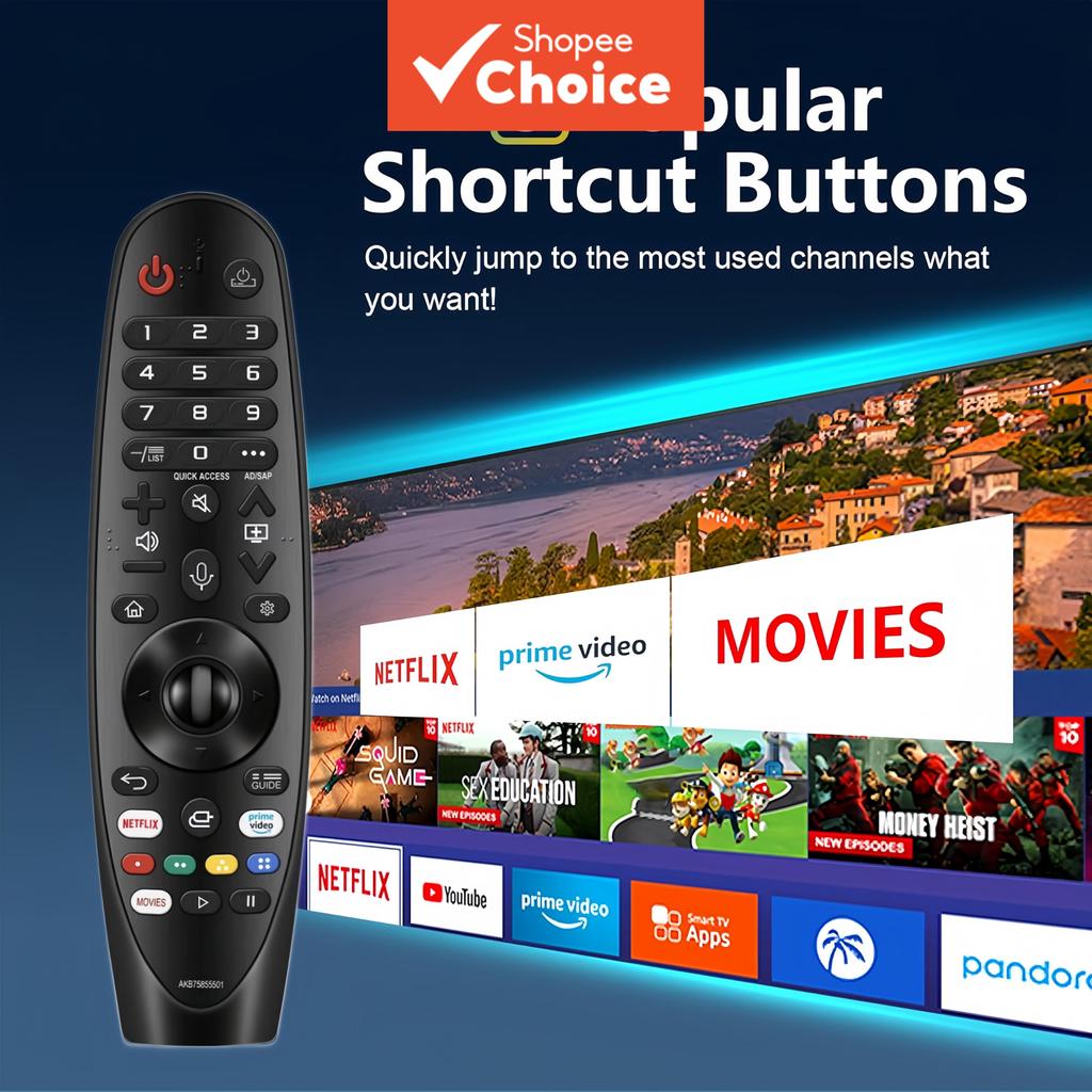 Voice Magic Controle Remoto substituto para TVs LG Smart AKB75855501 AN-MR20GA com reconhecimento de ponteiro