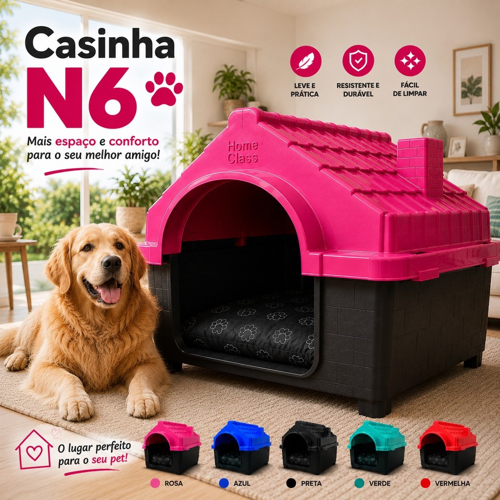 Casa Casinha de Cachorro com Caminha Cochão N6 Casinha Confortável Para Cães