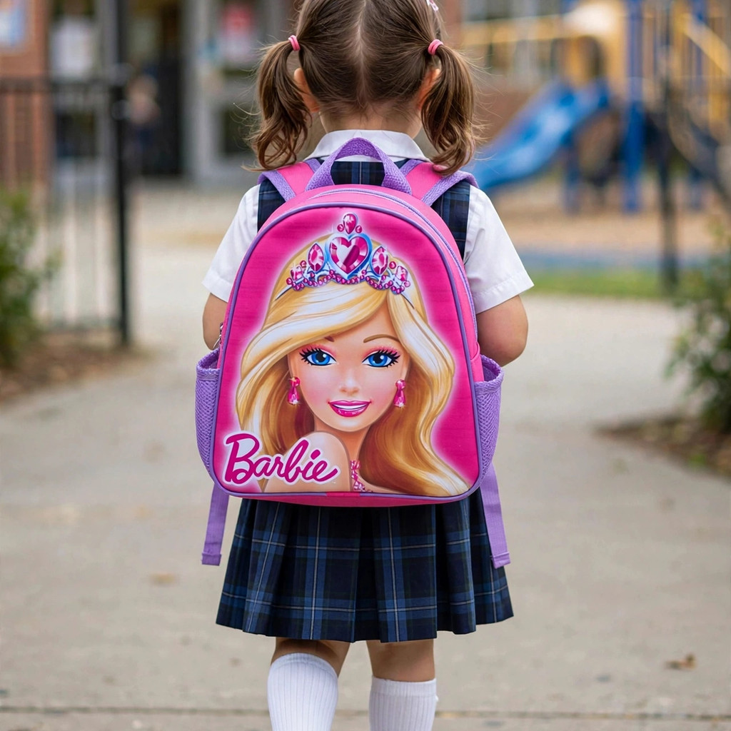 Mochila Infantil Barbie Princesa Menina Feminina Bolsa Creche e Passeio Desenho Personagens Filme Resistente Criança