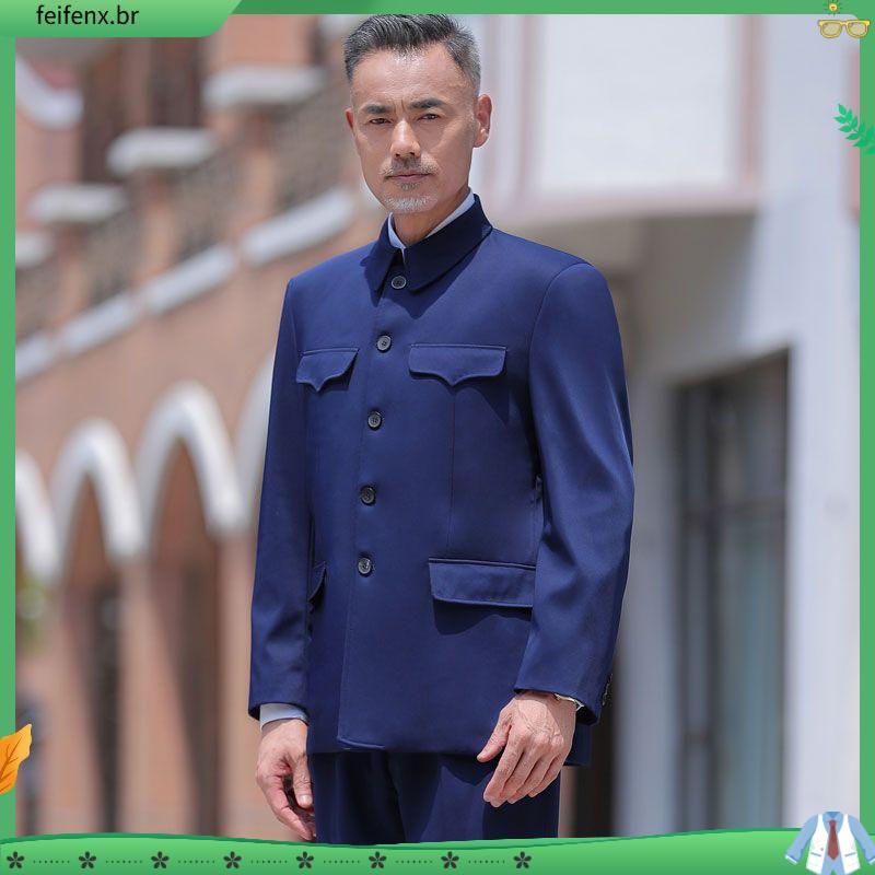 Zhongshan roupas masculinas de meia-idade ternos para idosos zhongshan roupas jaqueta para idosos roupas para idosos pri