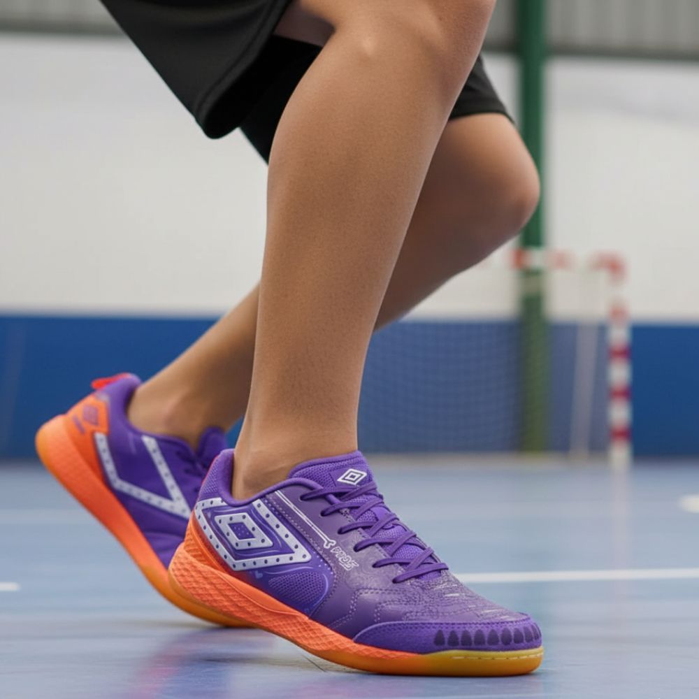 Chuteira Masculina Umbro Pro 5 Bump Futsal Roxo/Laranja