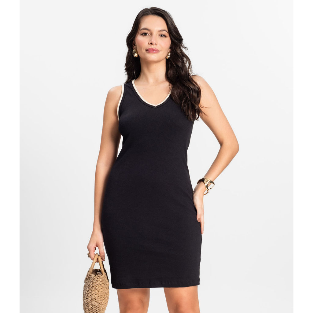 Vestido Curto em Ribana Rovitex Preto